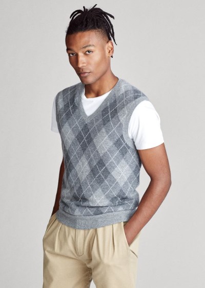 Men's Polo Ralph Lauren Argyle Cashmere Sweater Vests | 026389QYV